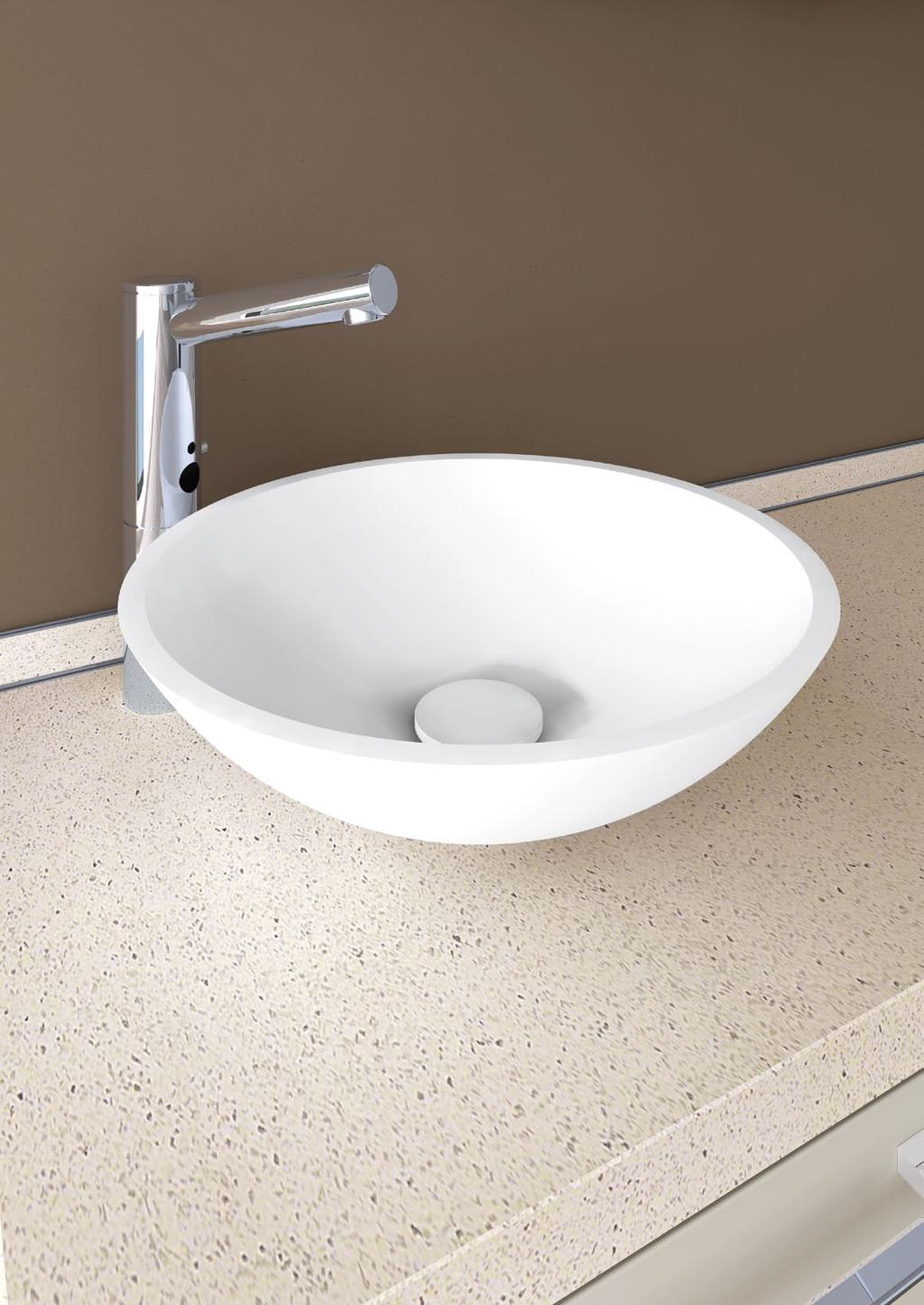 La collezione Decus Laminate offre la scelta fra diverse tipologie di lavabo: da appoggio, in ceramica tradizionale o in Corian per chi ama il design ma non vuole