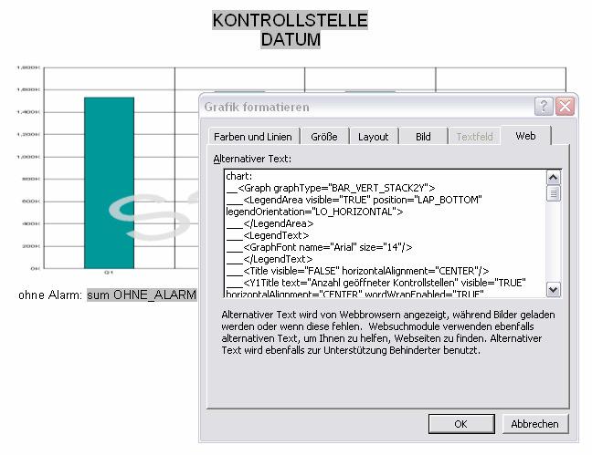 Reporting & Analyse Grafiken Rechtsklick Grafik formatieren -> Reiter Web XML für Grafiken ->manuell erstellen Alternative: Oracle Reports