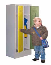 Garderobenschränke für Kindergärten - Mit Füßen oder Sockel - Je bteil ein fester oberer blageboden sowie eine Kleiderstange