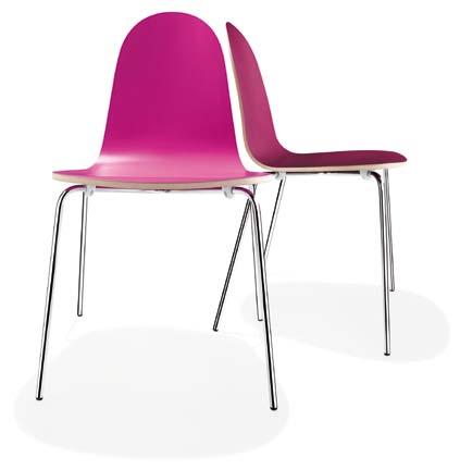 Caramella Struttura: sedia impilabile in acciaio cromato Ø14 x 2mm. Scocca: multistrato curvato a spessore variabile impiallacciato in laminato.