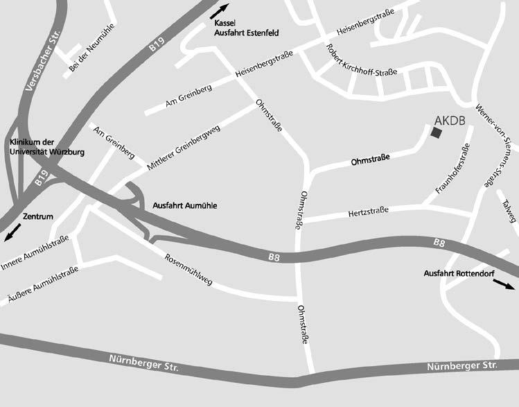 LAGEPLAN DES AKDB-SCHULUNGSZENTRUMS WÜRZBURG Sie erreichen uns mit öffentlichen Verkehrsmitteln ab Hauptbahnhof Buslinie 20 - Richtung Lengfeld Haltestelle Hertzstraße, von dort zurück in die