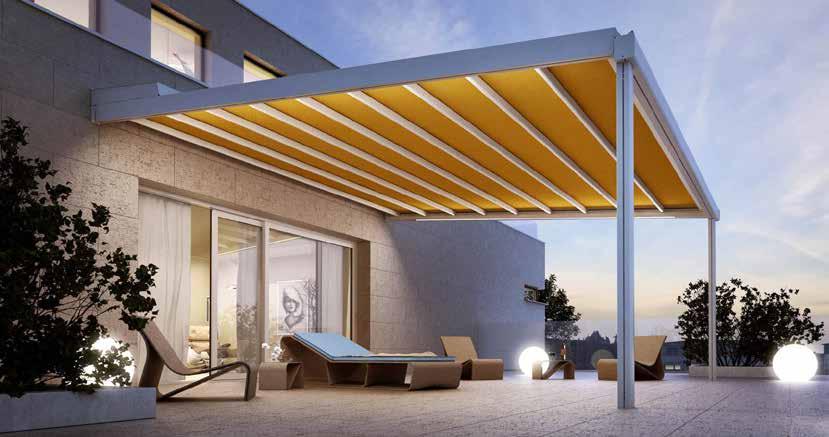 RIVERA P5000 Exklusives Terrassendach für komfortable Aussenräume bei Sonne, Regen und Wind Mit der neuen Pergola RIVERA P5000 kreieren Sie auf jeder Terrasse großzügigen Freiraum im eleganten Design.