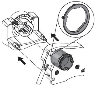 Signalschalter oder Rückführpotentiometer montieren Wenn Sie das Kit für die Signalschalter oder für den externen Potentiometer montieren, wird eine Verbindung zwischen der Wellennarbe des