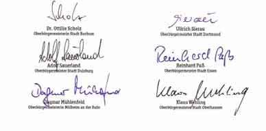 Die Städte Bochum, Dortmund, Duisburg, Essen, Gelsenkirchen, Herne, Mülheim an der Ruhr und Oberhausen haben 2003 den Stadtregionalen Kontrakt geschlossen.