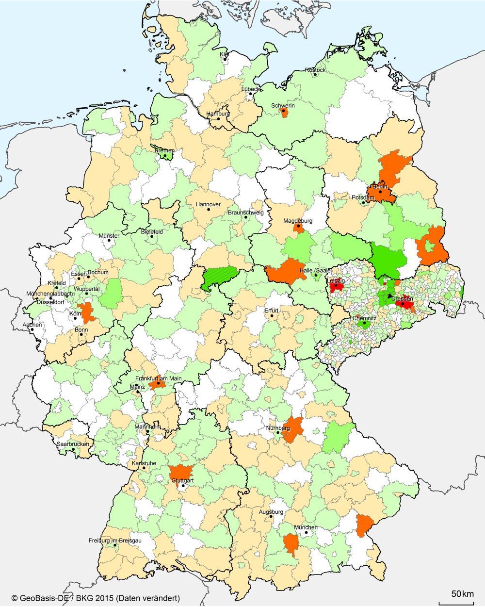 Herkunft der Zu- und Fortziehenden der Stadt Meißen Wanderungssaldo 2010-2014 Meißen: 27.