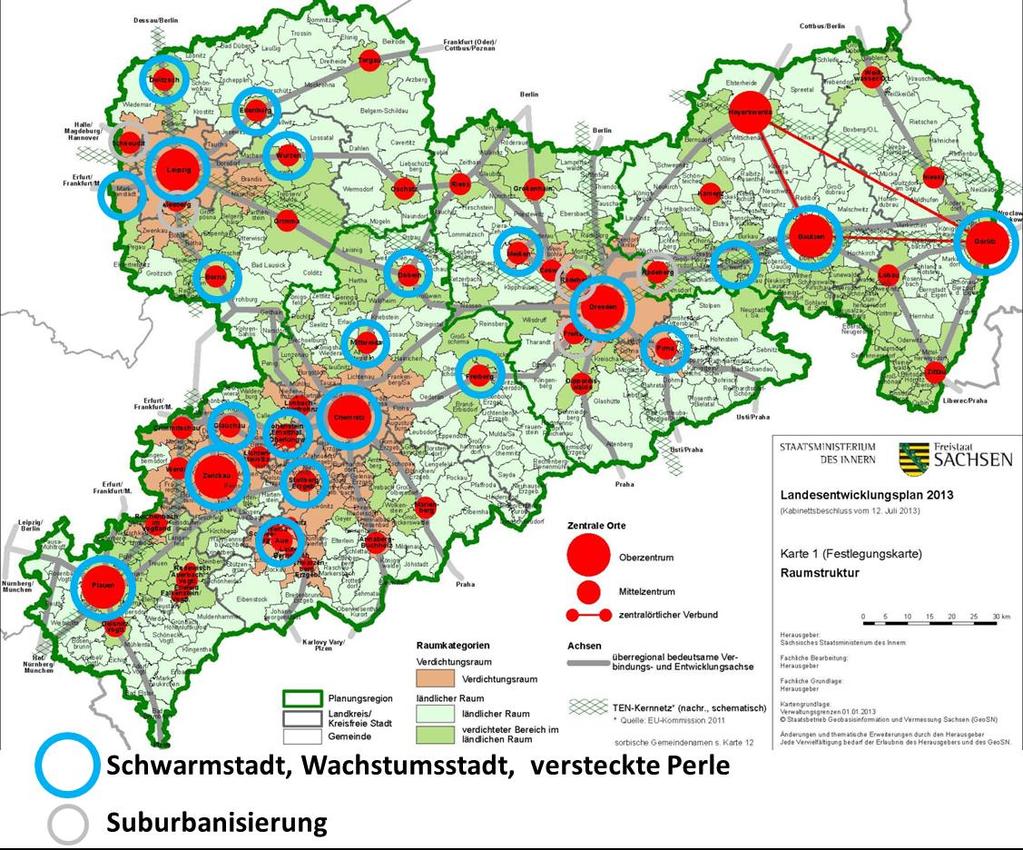 Landesentwicklungsplan und Schwarm- und Wachstumsstädte/ versteckte
