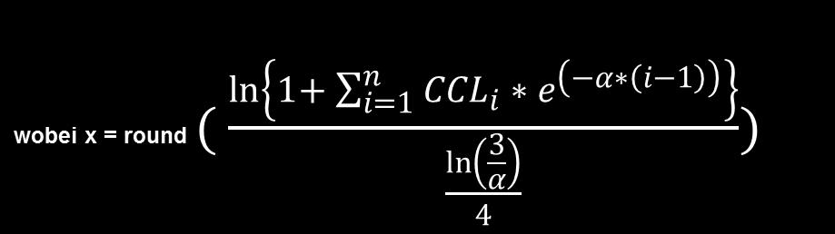 PCCL Formel zur PCCL-Berechnung bisher jetzt: a ist ein (Dämpfungs-)Parameter und hat derzeit den Wert 0,4.