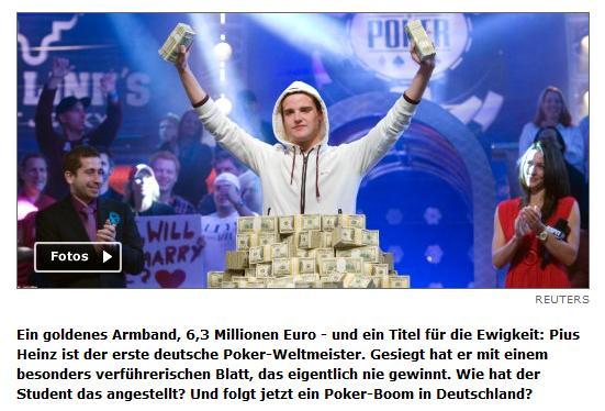 Vorbilder (I) Pokerweltmeisterschaft 2011: Pius Heinz aus