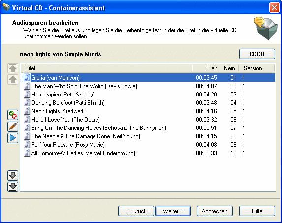 Virtual CD v6 Erstellung einer Audio CD In diesem Abschnitt werden anhand der Erstellung einer Audio CD alle Einstellungen des Containerassistenten erklärt, die für eine Daten CD nicht verfügbar sind.