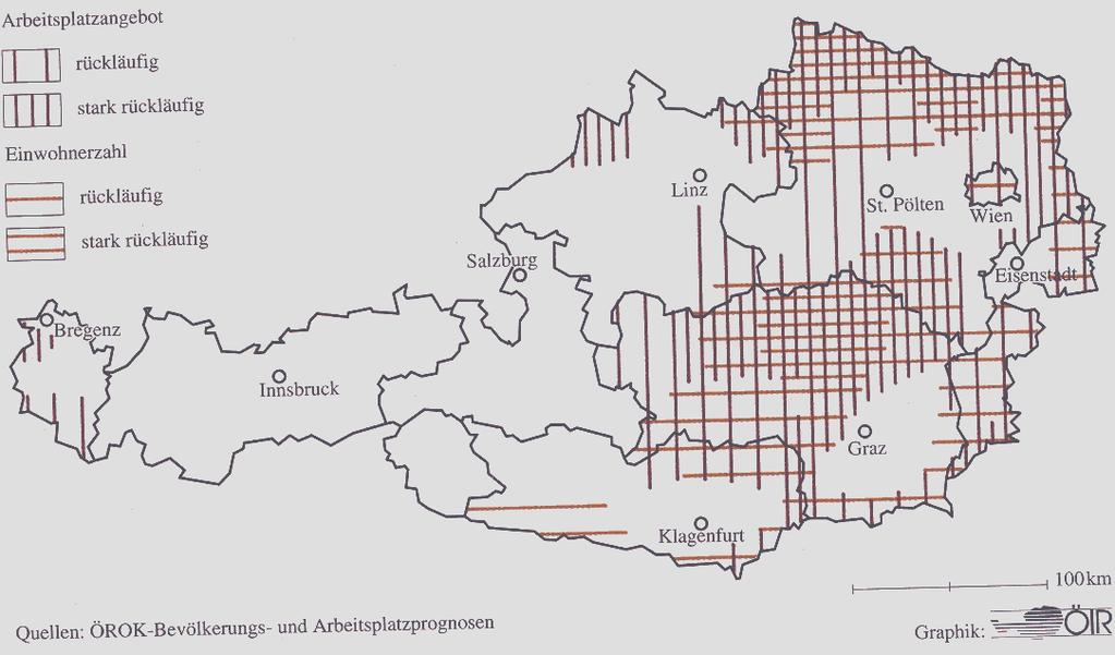 regionale Disparitäten: Gebiete mit rückläufiger