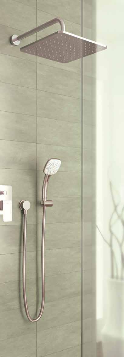 Design Duschsystem mit Aufputz-Brausethermostat Design Duschsystem zur Kombination mit Aufputz-Armatur oder Wandanschlussbogen und