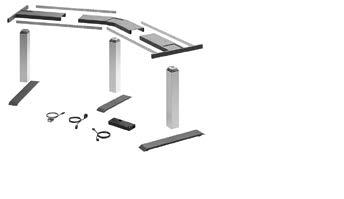Tischgestell-Sets Elektromotorische Höhenverstellung Tischgestell-Set 135 -Winkel Für variable Tischplattengrößen Breitenverstellbarer Tischplattenträger im 50 mm Raster Elektromotorische