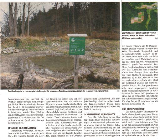 Anhang C Öffentlichkeitsarbeit Presseberichte zur Landschaftsaufwertung allgemein Das Mauswiesel braucht unsere Hilfe Sonntag - Regionen, Sonntag 17. Feb.