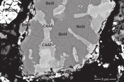 3.3 Freilegung von grobkristallinem Belit durch Feinstmahlung Die Ursache für die durch Feinstmahlung erreichbare Reaktivität der LD-Schlacke wird mit Hilfe der Rasterelektronenmikroskopie sichtbar.