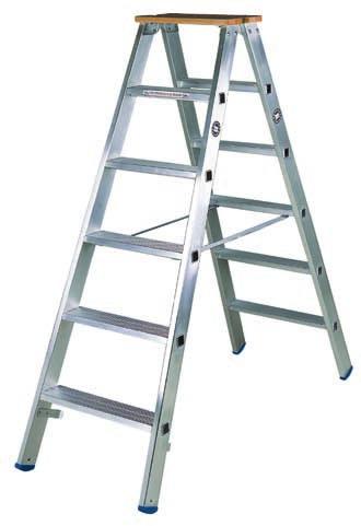Stufen Stehleitern Stufen Stehleiter, beidseitig 51700 - Beidseitig begehbar - 80 mm tiefe Stufen, trittsicher profiliert - Stufen
