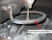 Abbildung 168: Neuer Verbrennungsluftzylinder und bewegliche Sonde für Sekundärluft (links) Sondenkopf (mitte) und Verbrennungsluftring zur Verteilung der