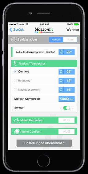 über die App einfach und bequem eingestellt und gesteuert werden.