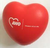 rot mit hellem AWO-Logo/Herz im Rapport, mattlackiert; DinA3 zusammengelegt