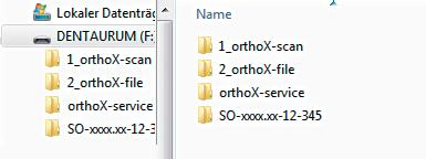 Im Verzeichnis Manuals finden Sie alle nötigen Gebrauchsanweisungen. 4 Installation der Scanner-Software orthox scan Öffnen Sie den Ordner 1_orthoX-scan und führen Sie die Datei orthox-scan.exe aus.