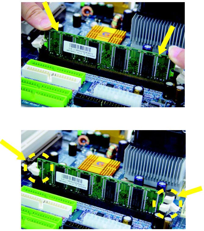 Die Speichermodule sind mit einem narrensicheren Design zum Einsetzen versehen. Ein Speichermodul kann nur in eine Richtung eingeschoben werden.