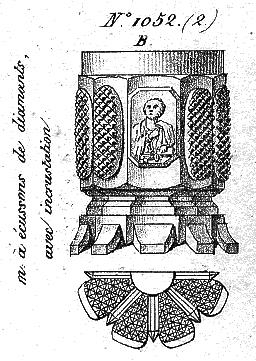 , Gobelet cylindrique, als Teil eines umfangreichen Services mit diesem Muster, ebenfalls ab 1830. Abb. 2001-05/339 (Ausschnitt) MB LH, um 1840, Planche 12, No. 1050 (2) B. Gobelet m.
