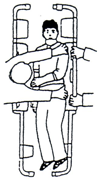 Seite 4 Handhabung der Schaufelbahre Wenn möglich sollen mehrere Helfer eingesetzt werden, damit ein Helfer dem Patienten während der ganzen Aktion den Halsschienengriff machen kann.