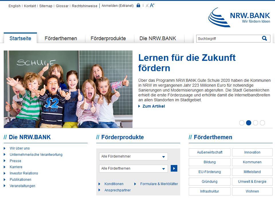 Überblick über das Förderangebot Zentrale Informationsplattform: www.nrwbank.