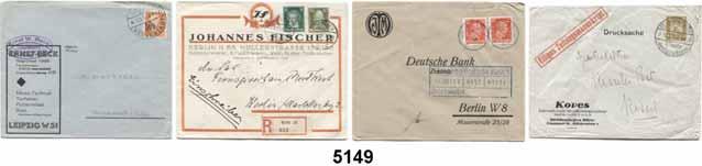 .. 20,- 5151 Freimarken: Pfennige 20 Pf gestempelt Mi.-Nr.34a, b zwei Werte je auf Briefstück sowie ein waagerechtes (Mi.