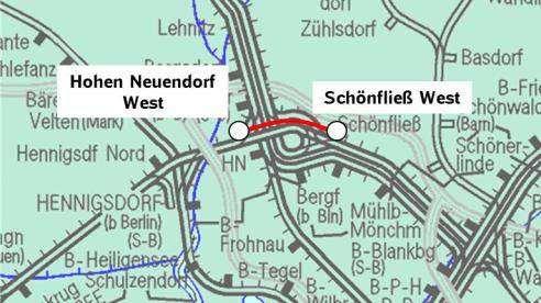 01.18.0010 - Hohen Neuendorf West - Schönfließ West Lage im Netz Die wichtigsten Bauarbeiten Gleisarbeiten Ersatzneubau EÜ Karl-Marx-Str.