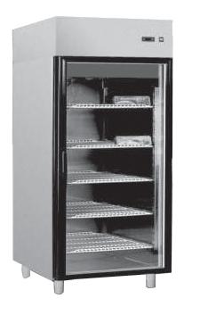 Kühl- und Tiefkühlschränke 500 Liter - mit Glastür - Außen und Innen CNS AISI 304 - Isolierung 50 mm - Umluftkühlung - Türanschlag rechts, selbstschließend - elektronische Steuerung mit