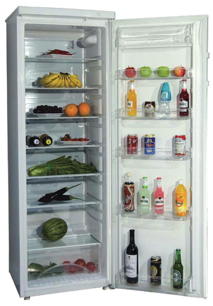 Kühlschränke weiß, 365 Liter Cooler white, 365 litres 570 x 595 x 1750 mm, 0 C / +8 C, 0,37 kw/24h Kühlmittel: R600a, statische Kühlung, 7 Einlegeböden aus Glas, Türanschlag wechselbar,