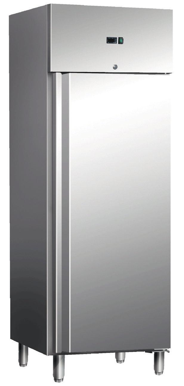Edelstahl Kühlschränke Außenmaße: 484 x 735 x 2010 mm Innenmaße: 368 x 580 x 1404 mm 3 Paar Führungsschienen Kapazität: 301 L, temp -2 C / +8 C, Kühlmittel: R134a, 300 W automatische Abtauung