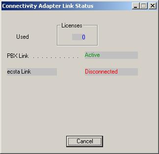 Sobald der ECSTA mit dem CA4000 verbunden ist wechselt der ecsta Link auf Active. Hinweis: Überprüfen Sie ob der Dienst 'Connectivity Adapter' gestartet ist und starten Sie diesen eventuell manuell.