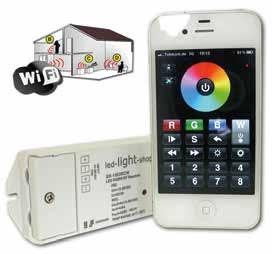 Premium WIFI RGBW Controller Produkt - Einleitung Der Empfänger ist mit WLAN ausgestattet, so dass über die erhältlichen Apps eine Bedienung per Smartphone (ios oder Android) erfolgen kann.