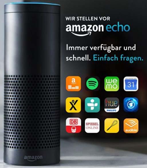 Beispiel: Digital Commerce Alexa ist da! Amazon Echo, Lebensbegleiter, hört ständig mit, neuer Konsum-Verkaufskanal... Alexa, wie ist das Wetter in Bern? Alexa, was ist in meinem Kalender heute?