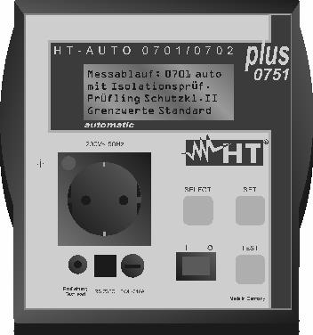3. Gerätetesterbeschreibung Der HT-Auto 0701/0702 plus 0751 ist als als tragbare Ausführung konzipiert. Nachfolgend werden die einzelnen Komponenten vom Gerätetester beschrieben.