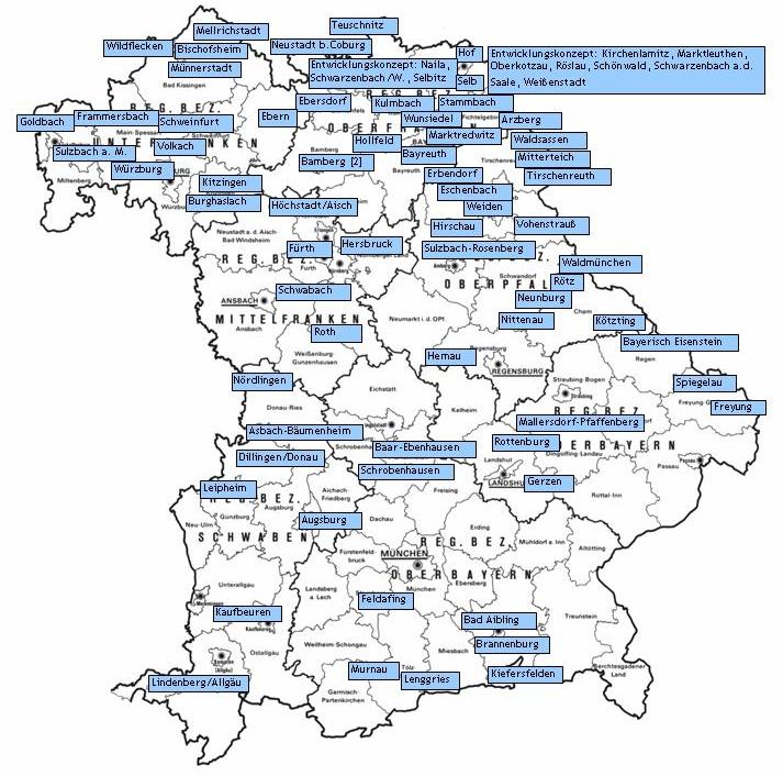 Programm Stadtumbau West in Bayern 2004 2008: 74 Programmgemeinden 2 Interkommunale Kooperationen 78,4 Mio.