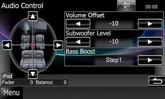 Wenn der Modus [Bypass] eingestellt ist, kann das DSP-System nicht eingestellt werden. Allgemeine Audio-Steuerung 1 Drücken Sie [Audio Control].