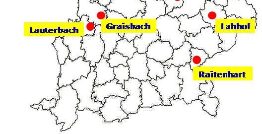 Lichtenfels) 3 = Lehengütingen (Lkrs. Ansbach) 4 = Graisbach (Lkrs.