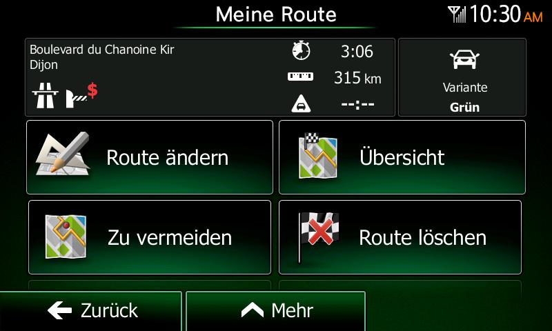 3.8 Eine Simulation der Route ansehen Sie können eine simulierte Navigation der aktiven Route abspielen.