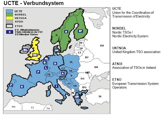 UCTE Europäische Energieversorgung Union für die