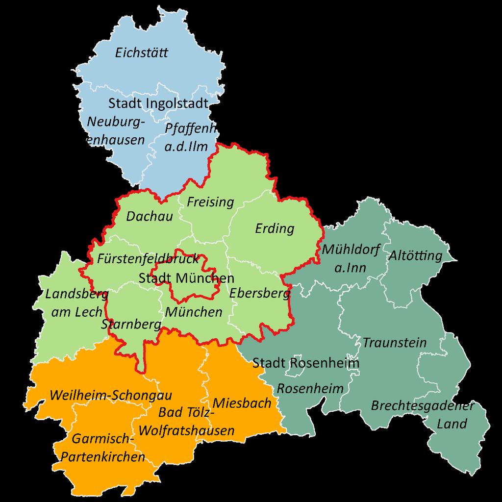 1 Ziel und Umfang der Studie für Südbayern Das Umland um das Oberzentrum München wird als Vergleichsregion dargestellt. Wieso wird das Münchner Umland betrachtet?
