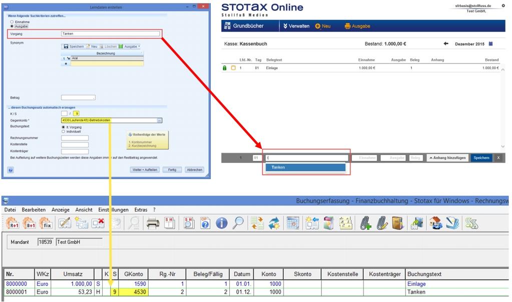 Stotax Online Synchronisation Bei der Synchronisation zwischen den Grundbüchern (Kanzlei) und den Online-Grundbüchern werden folgende Daten übertragen: Kassenbücher - Es werden alle abgeschlossenen