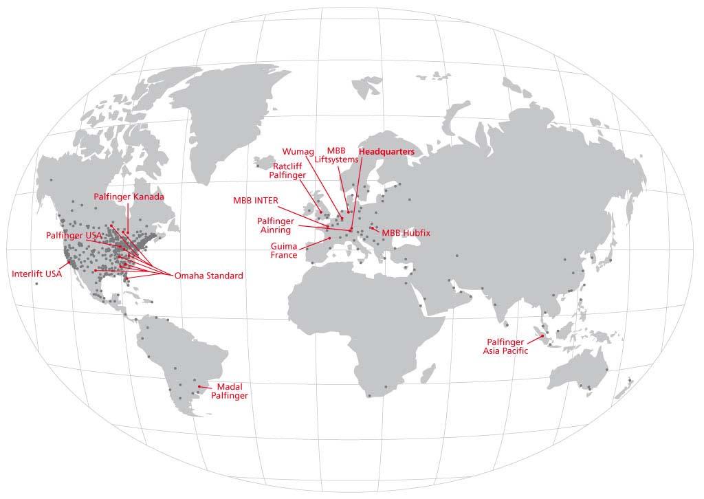 Globales Vertriebsnetz Weltweit rund 200 unabhängige Händler und 21 Vertriebstochtergesellschaften in über