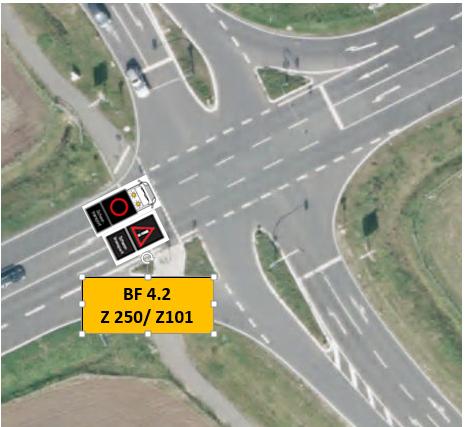 Bfz2 folgt Bfz1 ca. 1,5 km bis zur Kreuzung B 70/ L 567/K 61(Sofienstraße).
