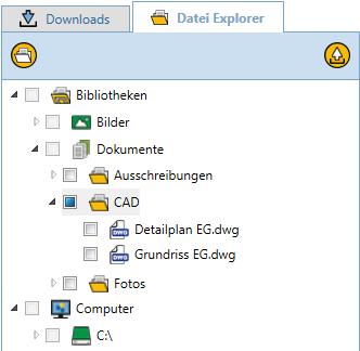 Neues Dokument einfügen Zum Hinzufügen neuer Dokumente in InfoRAUM wechseln sie im Dateimanager zum Bereich "Datei Explorer".