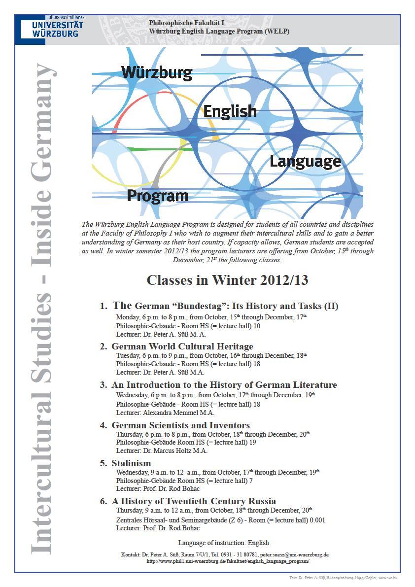Würzburg English Language Program Intercultural Studies -