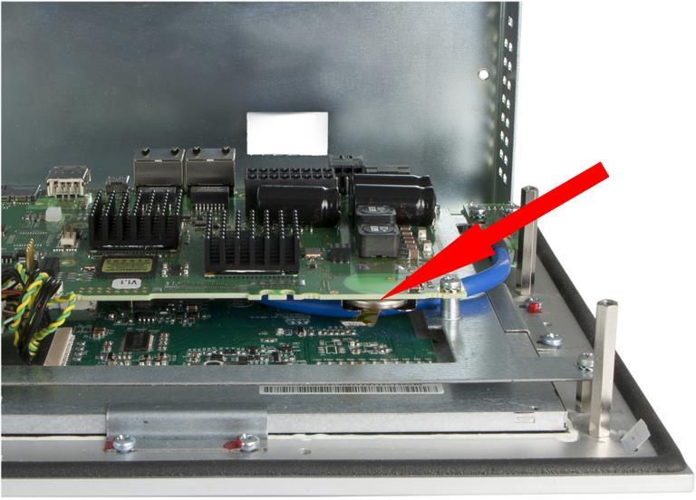 ETV 0855 CONTROL PANEL 3. Geöffnete Terminal-Rückseite nach oben wegklappen: 4. Batterie anhand der Lasche aus dem Batteriehalter entnehmen (siehe Pfeil). 5.
