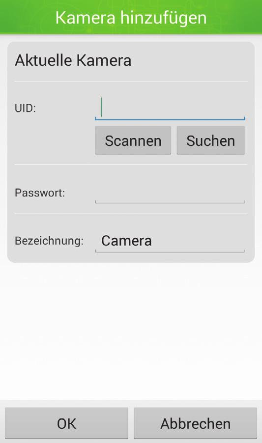 So bedienen Sie Ihre Kamera (Android) Kamera hinzufügen Manuelle Eingabe Sie können Ihre Kamera auch manuell mit der ProHomeIPC-App verbinden. 1.