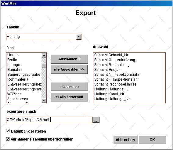 5.15.2 Export konfigurieren Die nachfolgende Exportmaske wird über das Menü
